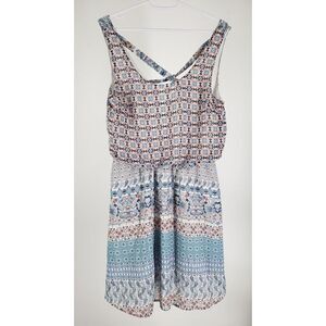 Japna Womens Blouson Top Mini Dress Paisley Geometric Size Medium w/ White Liner